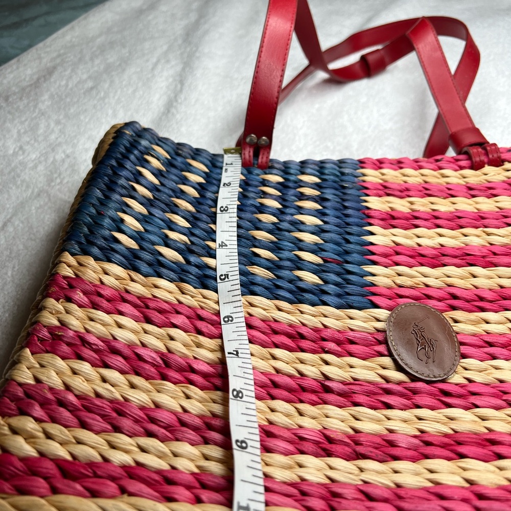 Patriotic Lined Straw Tote Bag - Picture 4 of 7